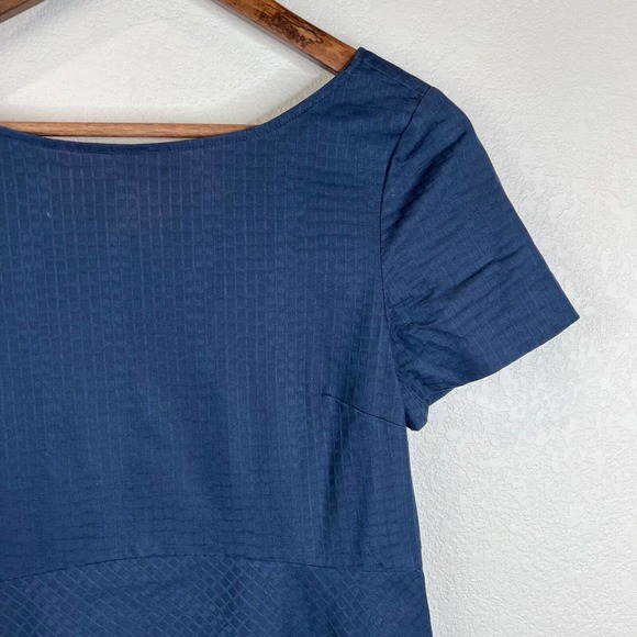 Jil Sander Women Wrap Dress 38 Navy Blue Short Sleeve Knee Length Preppy Capsule - Picture 4 of 12